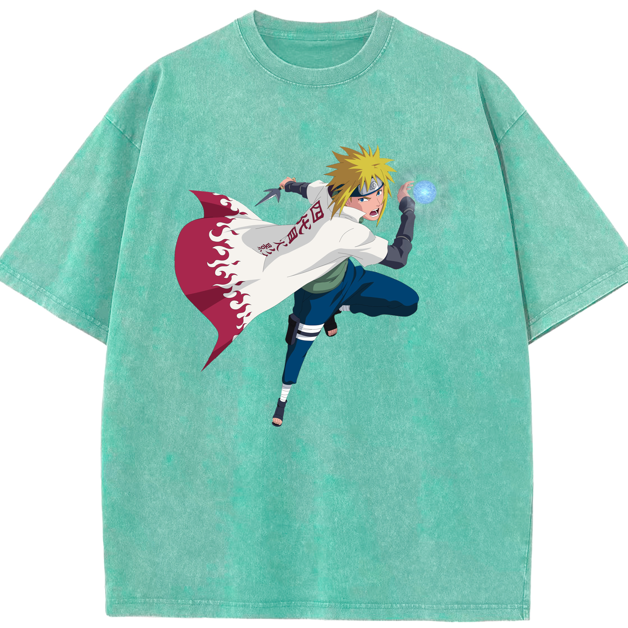 （画像用） NARUTO -ナルト- 波風 ミナト Namikaze Minato 綿100% ヴィンテージ風 半袖Tシャツ（フロントプリント）